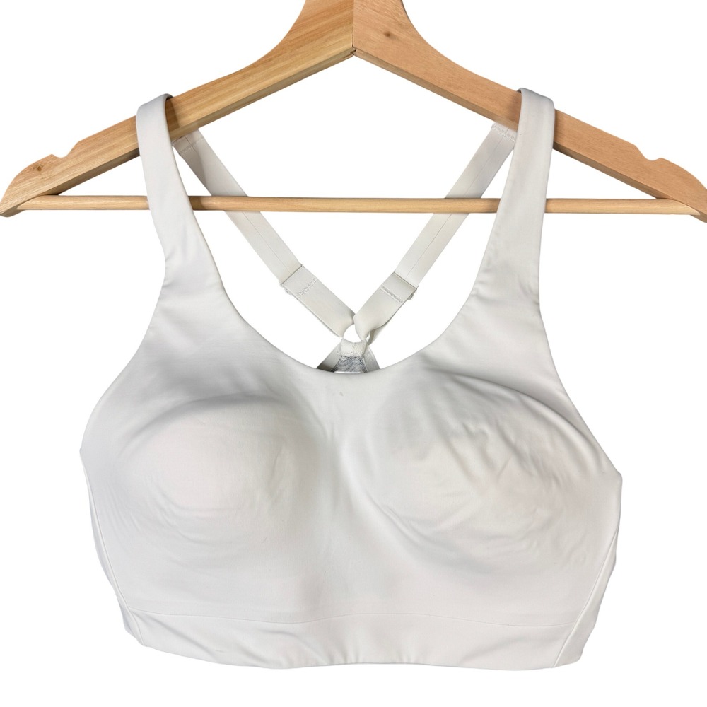 Athleta Advance Bra White High Impact Sports Bra 34C Adjustable Straps